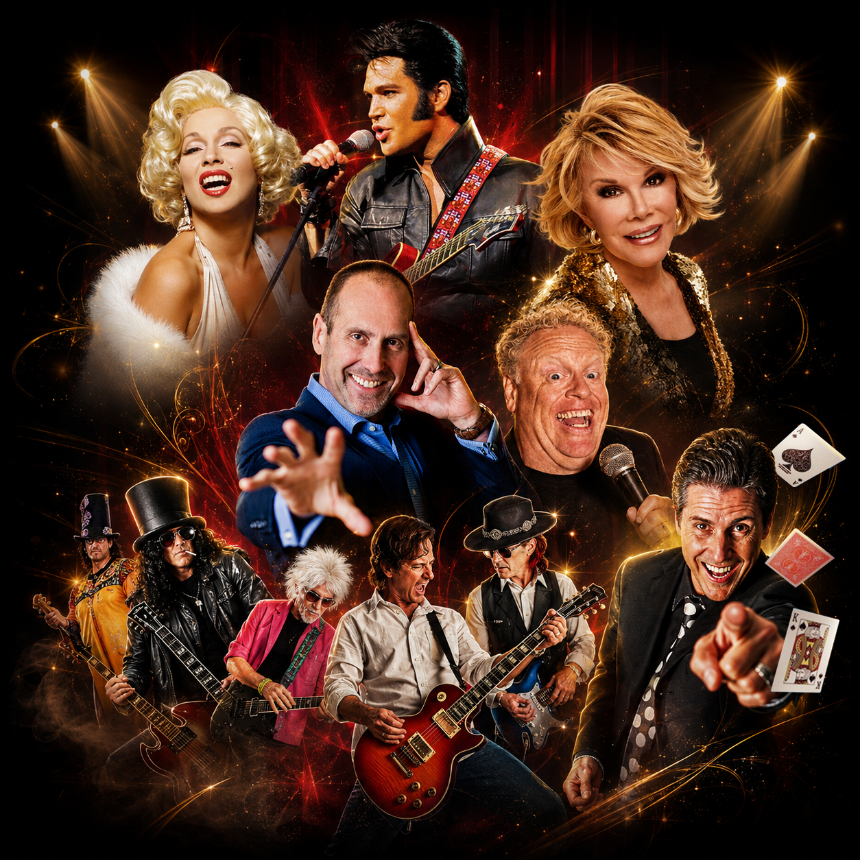 Wand Presents performers — comedians, tribute artists and musicians